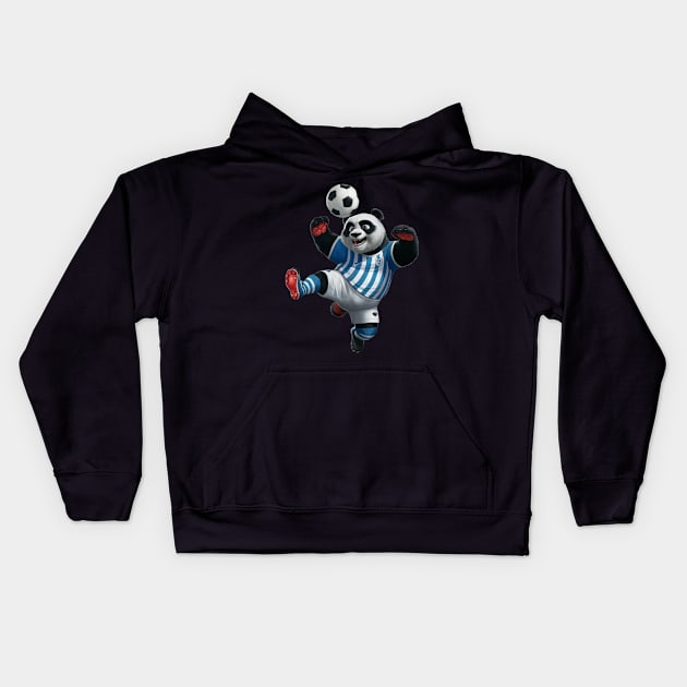 Soccer Panda - Striker Goals - Athletic Panda Football Shirt Kids Hoodie by vk09design